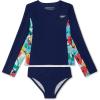 imageSpeedo girls Uv Swim Shirt Long Sleeve Rashguard SetPeacoat