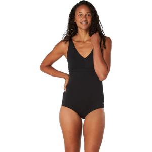 imageSpeedo Womens Swimsuit One Piece VNeck Strappy Back Contemporary CutAnthracite
