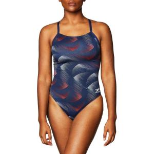 imageSpeedo Woemns Swimsuit One Piece Endurance Flyback Printed Adult Team ColorsBeta RedWhiteBlue