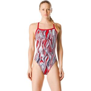 imageSpeedo Woemns Swimsuit One Piece Endurance Flyback Printed Adult Team ColorsLiquid Speedo Red