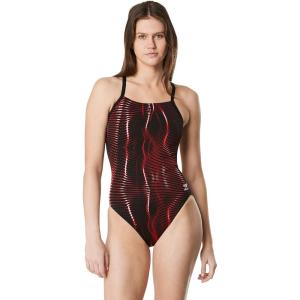 imageSpeedo Woemns Swimsuit One Piece Endurance Flyback Printed Adult Team ColorsSolar Speedo Red