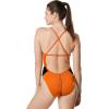 imageSpeedo Womens Swimsuit One Piece Endurance Cross Back Solid Adult Team ColorsEdge BlackOrange