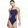 imageSpeedo Womens Swimsuit One Piece Endurance Cross Back Solid Adult Team ColorsSpark NavyOrange