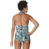 imageSpeedo Womens Swimsuit One Piece VNeck Shirred Halter Moderate CutAnimal Swirl Dark Ivy