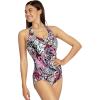 imageSpeedo Womens Swimsuit One Piece VNeck Shirred Halter Moderate CutAnimal Swirl Festival Fuchsia