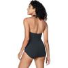 imageSpeedo Womens Swimsuit One Piece VNeck Shirred Halter Moderate CutSpeedo Black