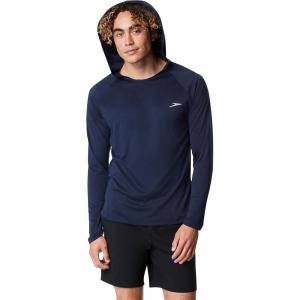 imageSpeedo Mens Uv Swim Shirt Long Sleeve Fitness RashguardHooded Peacoat