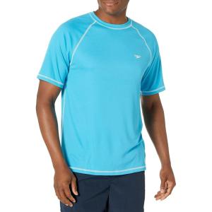 imageSpeedo Mens Uv Swim Shirt Short Sleeve Fitness RashguardLoose Cyan