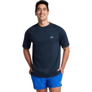 imageSpeedo Mens Uv Swim Shirt Short Sleeve Fitness RashguardLoose New Navy