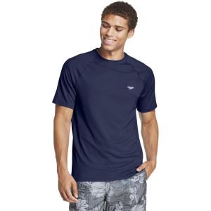 imageSpeedo Mens Uv Swim Shirt Short Sleeve Fitness RashguardLoose Peacoat