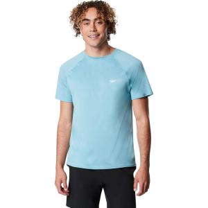 imageSpeedo Mens Uv Swim Shirt Short Sleeve Regular Fit SolidDelphinium Blue