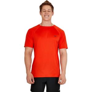 imageSpeedo Mens Uv Swim Shirt Short Sleeve Regular Fit SolidSpicy Orange