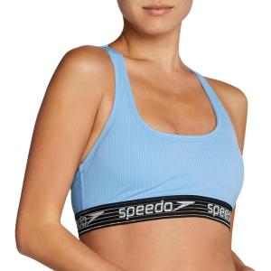 imageSpeedo Womens Swimsuit Bikini TopStripe Logo Robbia Blue