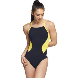 imageSpeedo Womens Swimsuit One Piece Endurance Cross Back Solid Adult Team ColorsSpark BlackYellow
