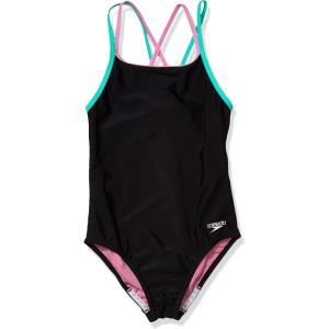 imageSpeedo Girls Swimsuit One Piece Solid Cross Back Multi StrapsFuchsia Pink