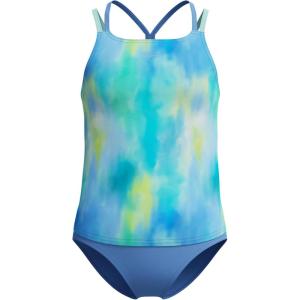 imageSpeedo Girls Swimsuit Two Piece Tankini Thin StrapChilly Dye Periwinkle Blue
