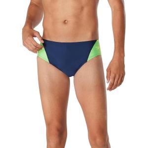 imageSpeedo Mens Swimsuit Brief Eco Prolt Solid AdultSplice Team NavyBright Green