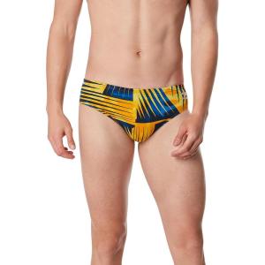imageSpeedo Mens Caged Out Brief Endurance SwimsuitReflected BlueGold