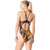 imageSpeedo Womens Swimsuit One Piece Powerflex Flyback Striped Adult Team ColorsReigning Speedo Orange