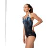 imageSpeedo Womens Swimsuit One Piece Powerflex Ultraback SolidOmbre BlackGrey
