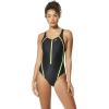 imageSpeedo Womens Swimsuit One Piece Creora Highclo Quantum Splice High Cut SolidMdGreen Glow