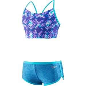 imageSpeedo Girls Swimsuit Two Piece Bikini Boy Short SetBlue