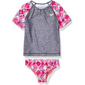 imageSpeedo Girls Uv Swim Shirt Short Sleeve Rashguard SetBright Pink