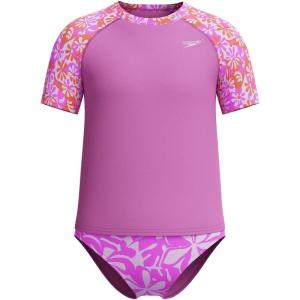 imageSpeedo Girls Uv Swim Shirt Short Sleeve Rashguard SetWavy Daisy