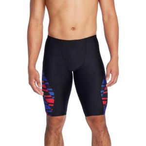 imageSpeedo Mens Standard Swimsuit Jammer Endurance Splice Team ColorsDisco RedWhiteBlue