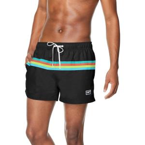 imageSpeedo Mens Swim Trunk Short Length Redondo StripedAnthracite Block