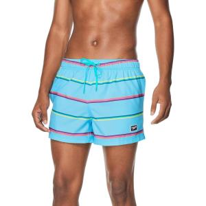 imageSpeedo Mens Swim Trunk Short Length Redondo StripedQuad Blue Atoll