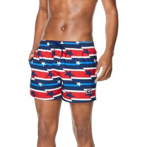 imageSpeedo Mens Swim Trunk Short Length Redondo StripedRed White Blue