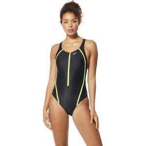 imageSpeedo Womens Swimsuit One Piece Creora Highclo Quantum Splice High Cut SolidMdGreen Glow