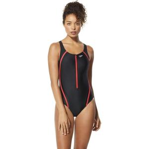 imageSpeedo Womens Swimsuit One Piece Creora Highclo Quantum Splice High Cut SolidMdZip Poppy Red