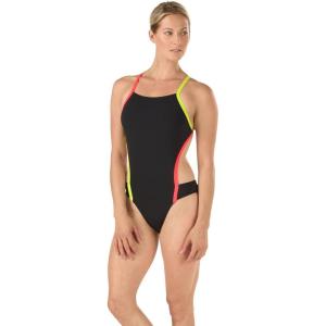 imageSpeedo Womens Vee 2 Endurance Lite One Piece SwimsuitBlackOrange