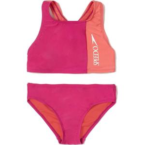 imageSpeedo Girls Swimsuit Two Piece Bikini SetBlock Rose Violet