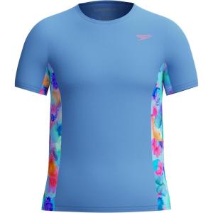 imageSpeedo Girls UV Swim Shirt Short Sleeve Printed RashguardWatercolor Garden
