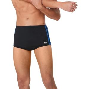 imageSpeedo Mens Poly Mesh Square Leg SwimsuitBlackBlue