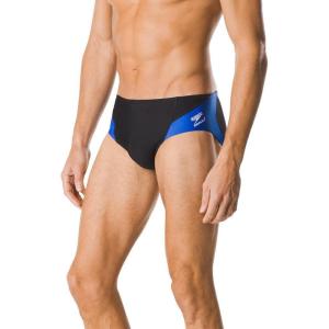 imageSpeedo Mens Poly Mesh Square Leg SwimsuitBlackBlue Spark