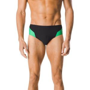 imageSpeedo Mens Poly Mesh Square Leg SwimsuitBlackGreen Spark