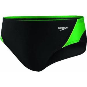 imageSpeedo Mens Poly Mesh Square Leg SwimsuitBlackGreen Splice