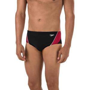 imageSpeedo Mens Poly Mesh Square Leg SwimsuitBlackMaroon Splice