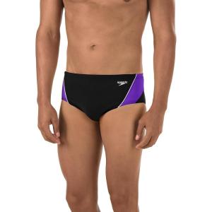 imageSpeedo Mens Poly Mesh Square Leg SwimsuitBlackPurple Splice