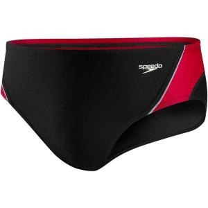 imageSpeedo Mens Poly Mesh Square Leg SwimsuitBlackRed Splice