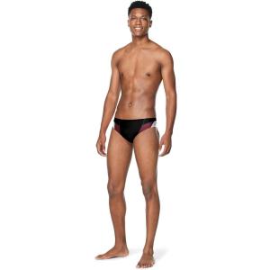 imageSpeedo Mens Poly Mesh Square Leg SwimsuitEdge BlackMaroon
