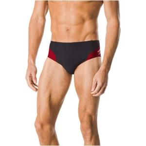 imageSpeedo Mens Poly Mesh Square Leg SwimsuitMaroonBlack Spark