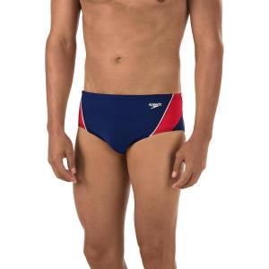 imageSpeedo Mens Poly Mesh Square Leg SwimsuitNavyRedWhite Splice