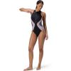 imageSpeedo Womens Swimsuit One Piece Hydraline Standard CutZip AnthraciteVintage Fog