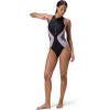 imageSpeedo Womens Swimsuit One Piece Hydraline Standard CutZip AnthraciteVintage Fog