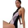 imageSpeedo Womens Swimsuit One Piece Hydraline Standard CutZip AnthraciteVintage Fog